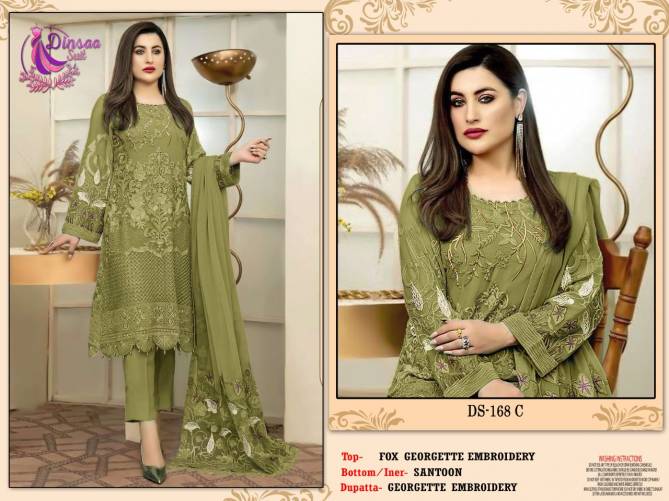 Dinsaa 168 Embroidery Pakistani Suits Catalog
